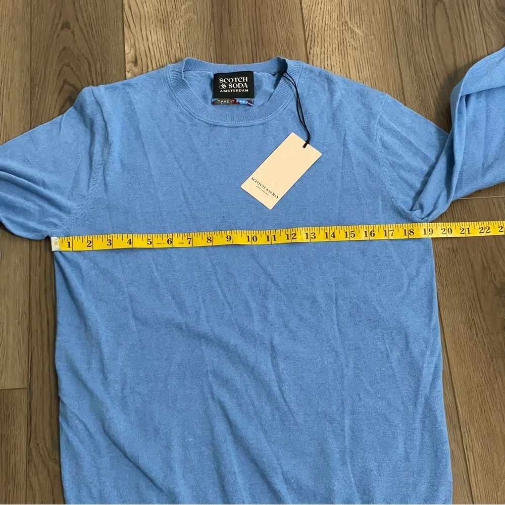 NEW Scotch & Soda Linen-Blend Regular Fit Crewneck Pullover in‎ Lake Blue - Picture 11 of 14
